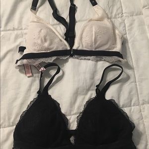 2 Victoria’s Secret lace bralets. 1 new w/ tags